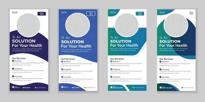 Bundle Medical Roll Up, and Rack Card Design vector