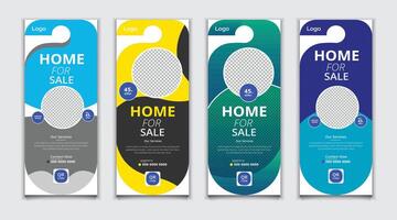 Bundle Home for Sale Door Hanger Design Template vector
