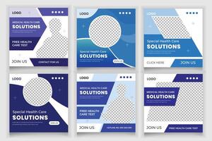 Bundle Medical Social Media Post Template Design vector
