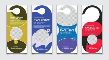 Bundle Exclusive Service Offer door hanger, rack card, DL flyer and roll up banner design vector