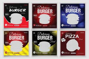 Bundle Burger Social Media Post Template Design vector