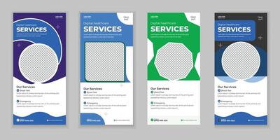 Set Medical Roll Up, and Rack Card Design Template for Your Hospital vector