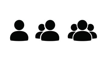 User and Group Icons Set Black Silhouette People Symbols on White Background. vector