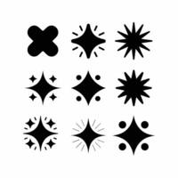 Minimal Starburst and Sparkle Icon Set in Black Silhouette Style. vector