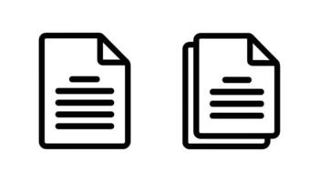 Document and Copy File Icon Set Black Outline Style on White Background. vector