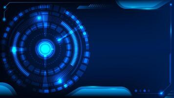 Futuristic Blue HUD Interface Circular Digital Elements High-Tech Frame Design on Dark Background vector
