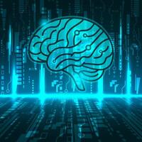 Futuristic Digital Brain Interface Glowing Neural Circuitry Abstract Technology Background vector