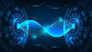 Futuristic Data Transmission Wave Glowing HUD Interfaces Abstract Digital Energy Flow Tech Circuit Elements Background vector