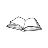 Open book sketch illustration with detailed pages and soft shading, ideal for education and literature themes. Illustration vector