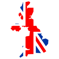 Map of United Kingdom with flag.UK map isolated on transparent background png