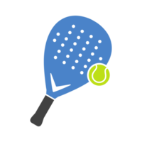 Illustration icon of padel racket and ball with simple and modern design in blue color png