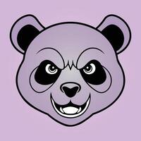 Angry panda head icon illustrations vector
