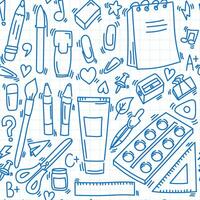 Seamless pattern from school stationery back to school doodle on a checkered background vector