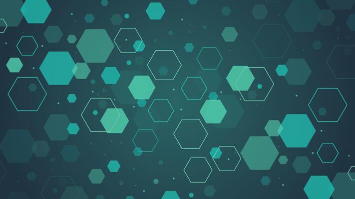 Teal hexagon background featuring modern geometric shapes in abstract style perfect for digital art technology designs web graphics presentations and creative contemporary projects