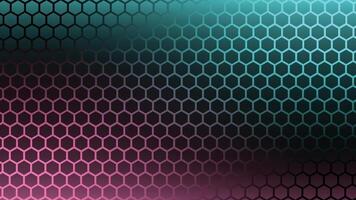 Modern hexagon grid background in pink and cyan gradient colors with geometric abstract pattern perfect for digital art wallpapers presentations and technology designs vector