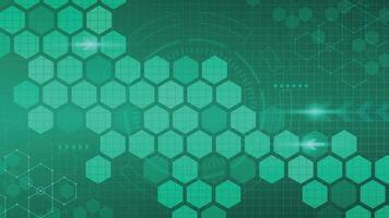 Green hexagon background featuring futuristic grid elements and digital technology style perfect for modern abstract designs presentations web graphics and innovative creative projects vector