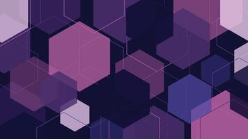 Purple hexagon background featuring overlapping geometric shapes in modern abstract style perfect for digital art technology presentations web graphics and creative design projects vector
