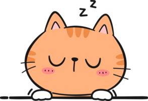 Cute orange tabby cat sleeping face peeking cartoon doodle png