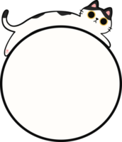 Cute Cat Lying Down on Round Frame Illustration for Adding Text or Branding png