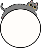 Cute Tabby Cat Lying Down on Round Frame Illustration for Adding Text or Branding png