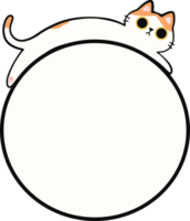 Cute Orange Cat Lying Down on Round Frame Illustration for Adding Text or Branding png