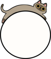 Cute Siamese Cat Lying Down on Round Frame Illustration for Adding Text or Branding png