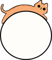 Cute Orange Tabby Cat Lying Down on Round Frame Illustration for Adding Text or Branding png