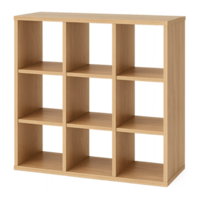 Wooden shelving unit with nine sections for home or office organization, ready for product showcase, isolated on transparent background png