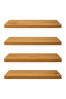 Empty wood grain shelf set, Wooden display shelves, isolated on transparent background png