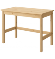 Scandinavian style pine wood desk, light tone, , transparent background png