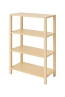 Simple four-level birch wood shelf unit, Minimal wooden shelves, isolated on transparent background png
