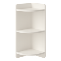 Minimalist ABS plastic corner shelf unit, white matte finish, , isolated on transparent background png