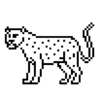pixel outline of a cheetah in pixel art style highlighting agility and speed png