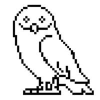 Snowy owl standing proudly in a simplistic pixel art style against a white background png