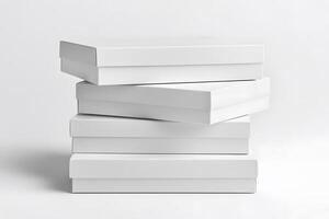 Stacked White Boxes with Shadows, Minimalist Composition, Clean photo