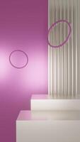 3d animation pink podium and clouds minimal product display background, pink podium. Product visualization on the platforms photo