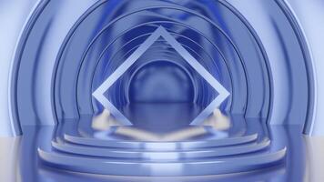 3d Round blue metal podium with red circle background and thin round gold border on top. The perfect platform to showcase your products. 3D animation looping background photo