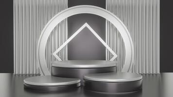 3d Abstract Winners podium beauty product health scene. Minimal styles podium display animation for black and white background photo