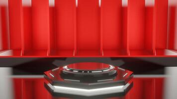 3d Red and glow luxury podium pedestal product display and red box background 3d rendering photo