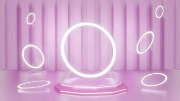 3d platforms pink background. Empty space to showcase your beauty product. Three dimensional illustration photo