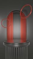 Black and red luxury podium pedestal product display and black box portrait background 3d rendering. photo