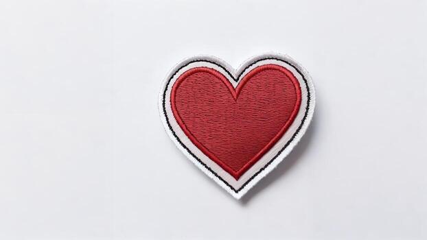 Red heart patch on white background. photo