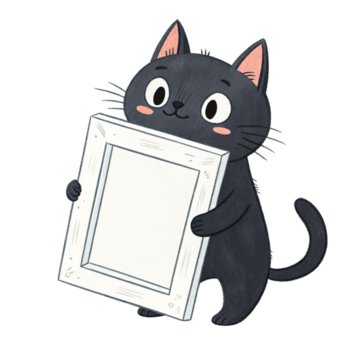 un' nero gatto Tenere un' vuoto immagine telaio png