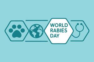 World Rabies Day Awareness Graphic with Paw Print Globe and Stethoscope vector