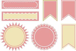 Collection of pastel banners and frames in pink and cream color scheme vector