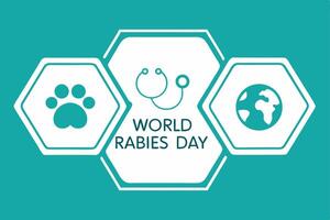 World Rabies Day Illustration with Paw Print Stethoscope Globe vector