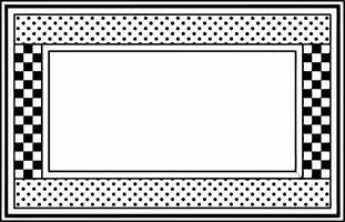 Decorative black and white frame with polka dots and checkered borders vector