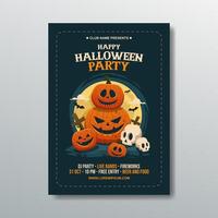 Halloween party flyer with pumpkins vector