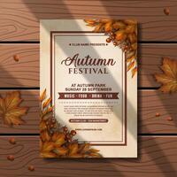realistic water color autumn invitation template design vector