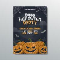 happy halloween party flyer template vector